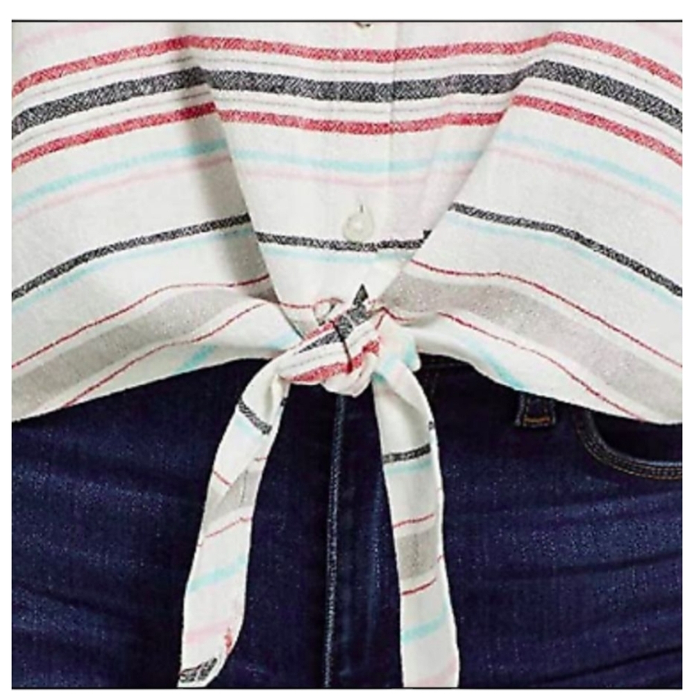 Weatherproof Vintage Washable Linen Tie Front Top/ Shirt Rio Red SZ XXL 18-20 - Picture 4 of 7